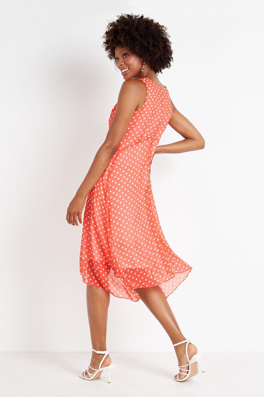 Wallis red store polka dot dress