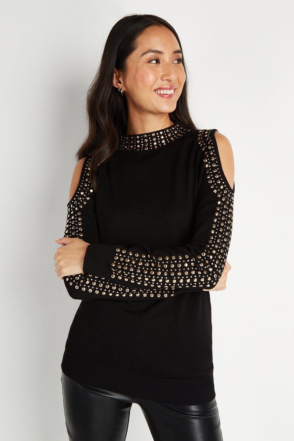 Wallis black hot sale studded jumper