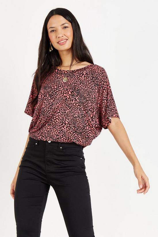 Wallis Petite Red Smudge Spot Jersey Banded Top 2