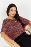Wallis Petite Red Smudge Spot Jersey Banded Top thumbnail 4
