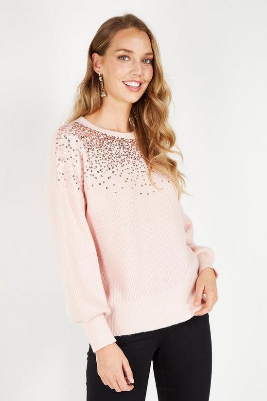 Wallis Scatter Sequin Chunky Knit Jumper 1