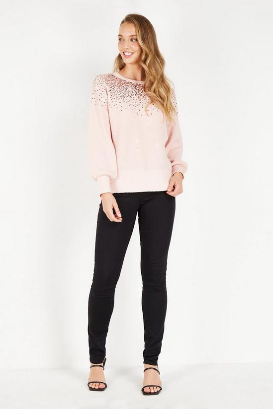 Wallis Scatter Sequin Chunky Knit Jumper 2