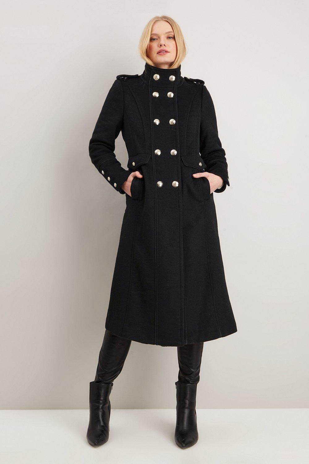 Wallis grey faux wool clearance military coat