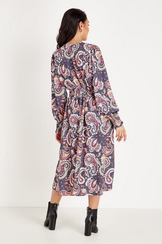 Wallis Petite Paisley Shirred Waist Midi Dress 3