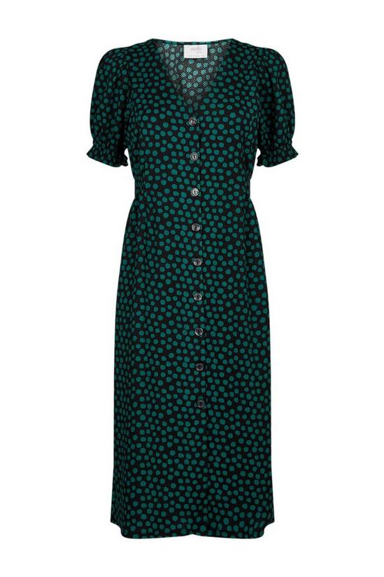 Wallis Petite Green Spot Jersey Button Midi Dress 5
