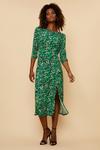 Wallis Green Floral Slash Neck Jersey Midi Dress thumbnail 1