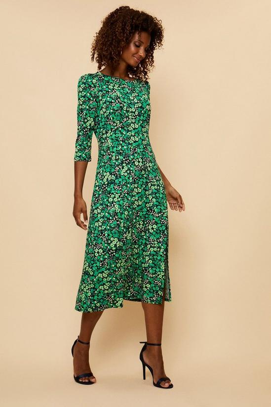 Wallis Green Floral Slash Neck Jersey Midi Dress 2