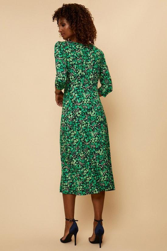 Wallis Green Floral Slash Neck Jersey Midi Dress 3