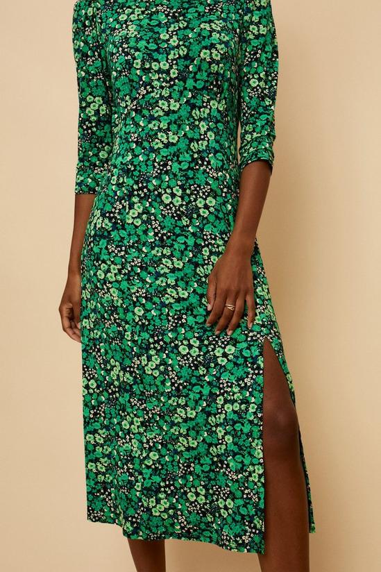 Wallis Green Floral Slash Neck Jersey Midi Dress 4