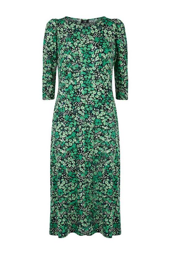 Wallis Green Floral Slash Neck Jersey Midi Dress 5