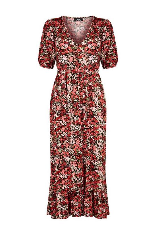 Wallis Red Floral Tiered Jersey Midi Dress 5
