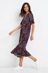 Wallis Berry Ditsy Floral Tiered Jersey Midi Dress thumbnail 1