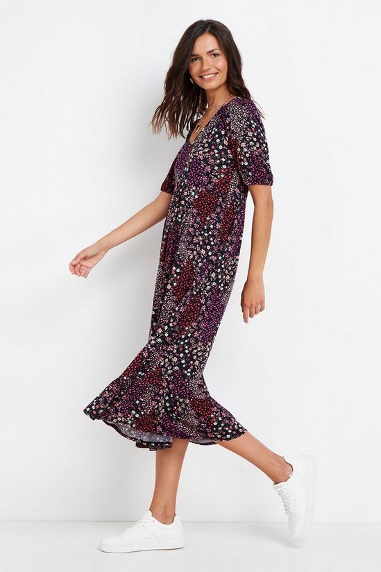 Wallis Berry Ditsy Floral Tiered Jersey Midi Dress 1