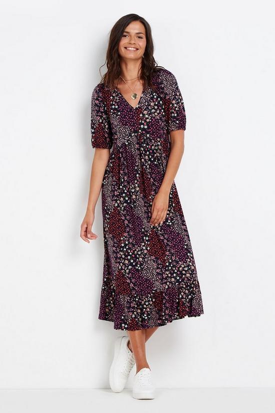 Wallis Berry Ditsy Floral Tiered Jersey Midi Dress 2