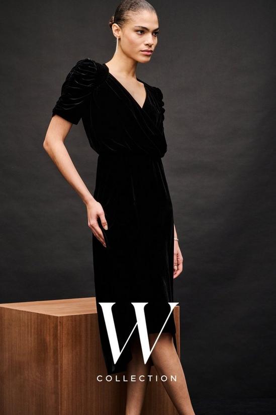 Wallis Ruched Sleeve Velvet Dress 1