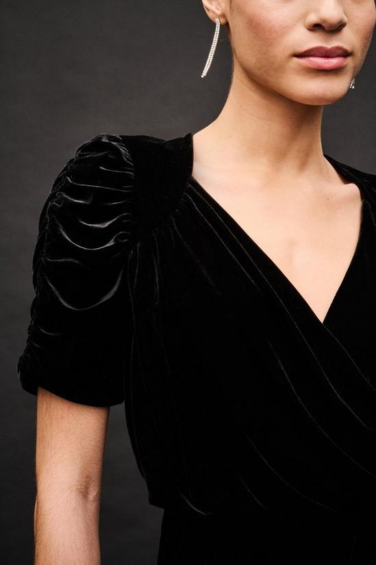 Wallis Ruched Sleeve Velvet Dress 3