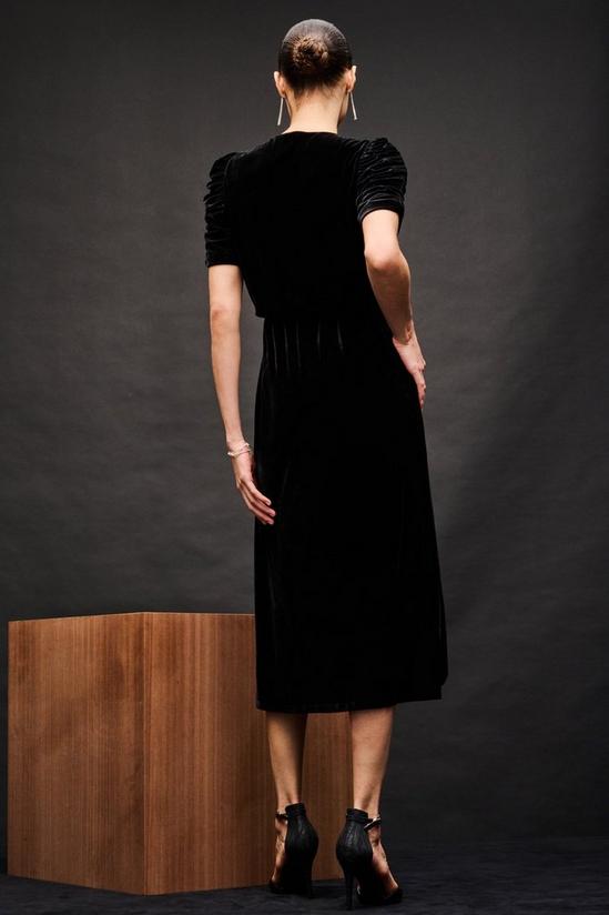 Wallis Ruched Sleeve Velvet Dress 4