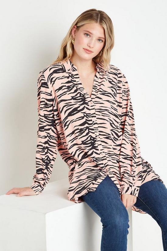 Wallis Pink Zebra High Low Shirt 1