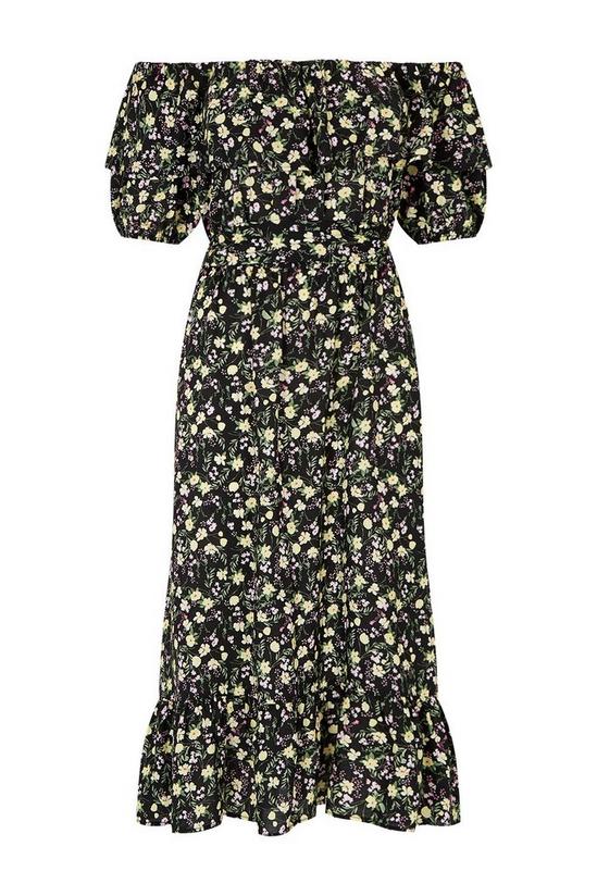 Wallis Black Ditsy Floral Bardot Dress 5