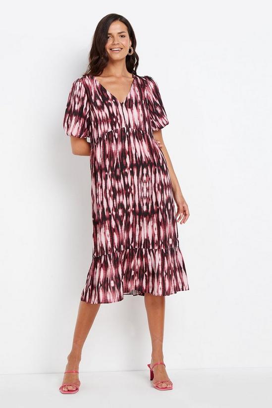 Wallis Berry Tie Dye Puff Sleeve Tiered Dress 2