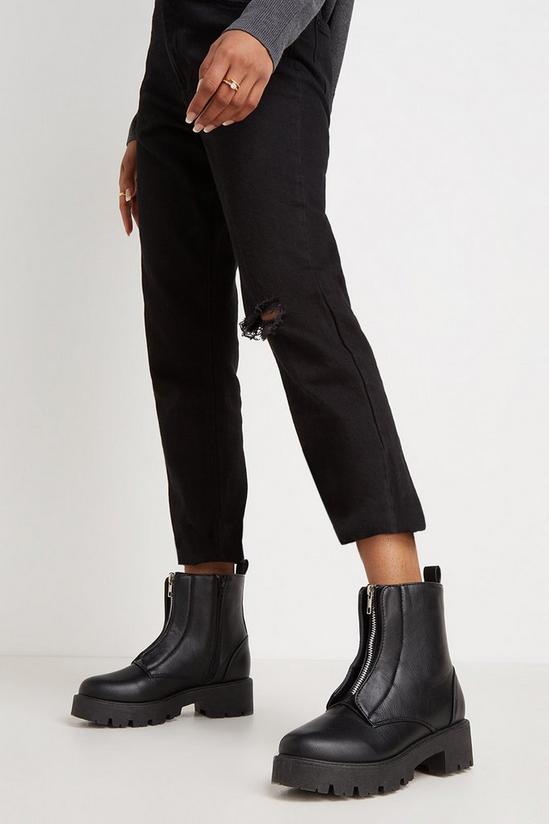 Wallis Ada Black Faux Leather Zip Front Boots 2