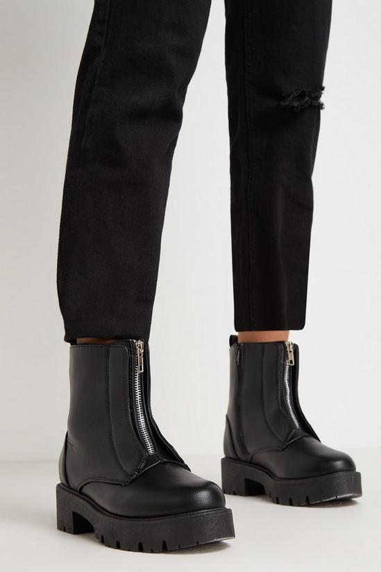 Wallis Ada Black Faux Leather Zip Front Boots 4