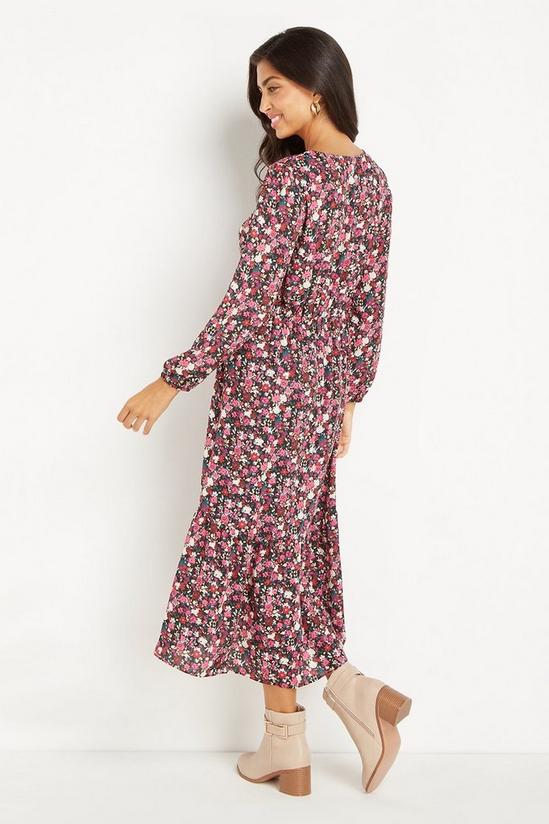 Wallis Berry Ditsy Floral Tiered Wrap Dress 3