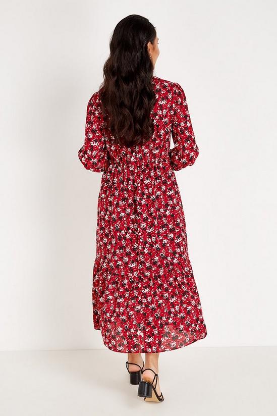 Wallis Petite Berry Floral Tiered Wrap Dress 3