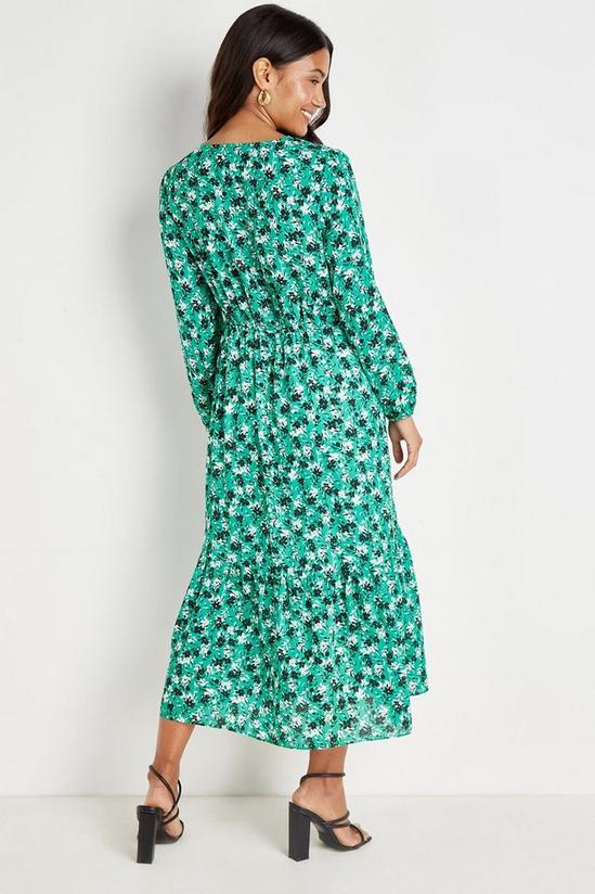 Wallis Green Floral Tiered Wrap Dress 3