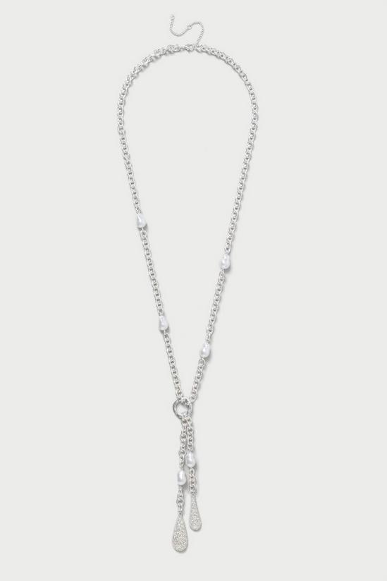Wallis Silver Chain Pearl Drop Necklace 1