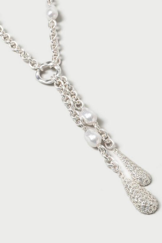 Wallis Silver Chain Pearl Drop Necklace 2