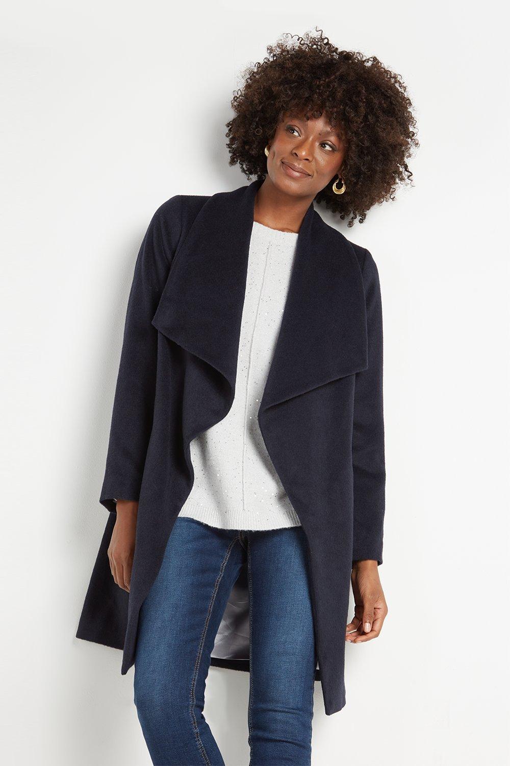 Navy blue hotsell waterfall coat