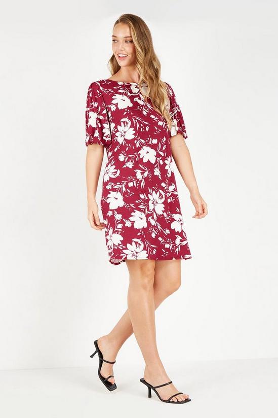 Wallis Berry Floral Puff Sleeve Shift Dress 2
