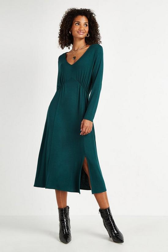 Wallis Green Jersey Split Midi Dress 1