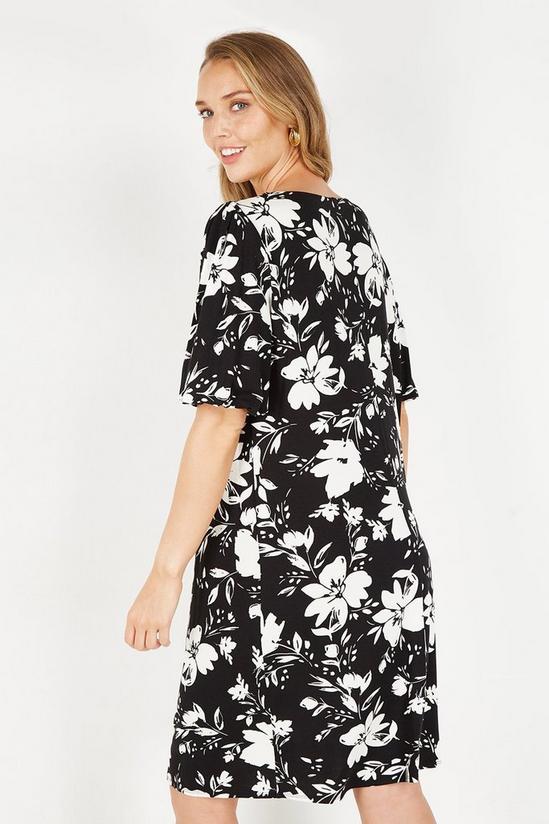 Wallis Tall Black Floral Puff Sleeve Shift Dress 3
