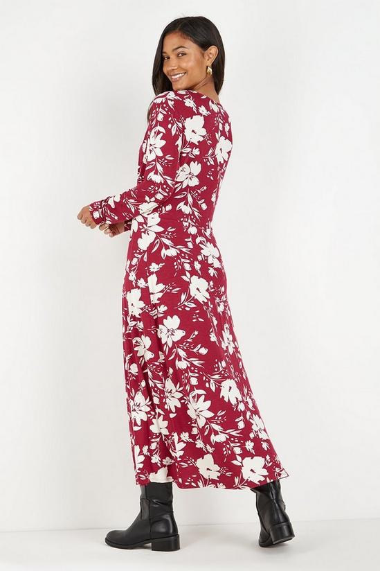 Wallis Tall Berry Floral Split Midi Dress 3