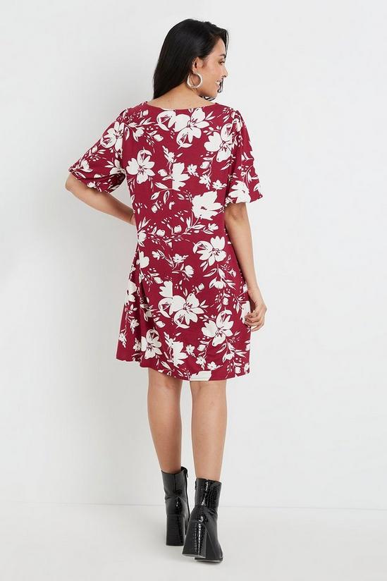 Wallis Petite Berry Floral Puff Sleeve Shift Dress 3