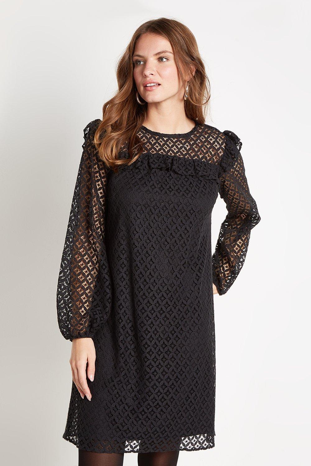 Wallis black lace shift dress sales