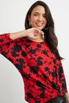 Wallis Red Floral Jersey Knot Side Top thumbnail 4