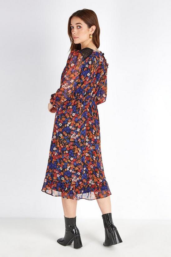 Wallis Petite Ditsy Lace Shoulder Midi Dress 3
