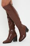 Wallis Hadley Croc Heeled Long Boots thumbnail 1