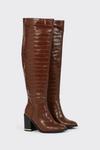 Wallis Hadley Croc Heeled Long Boots thumbnail 3