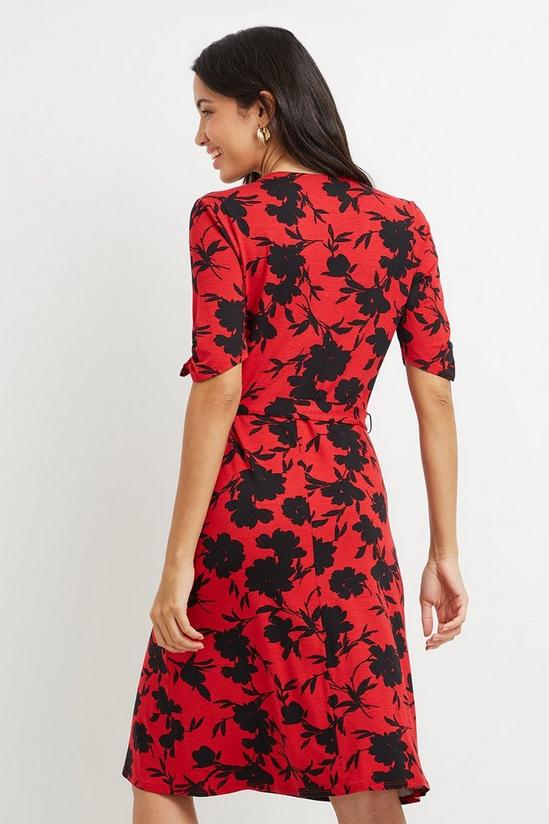 Wallis Red Floral Jersey Wrap Dress 3