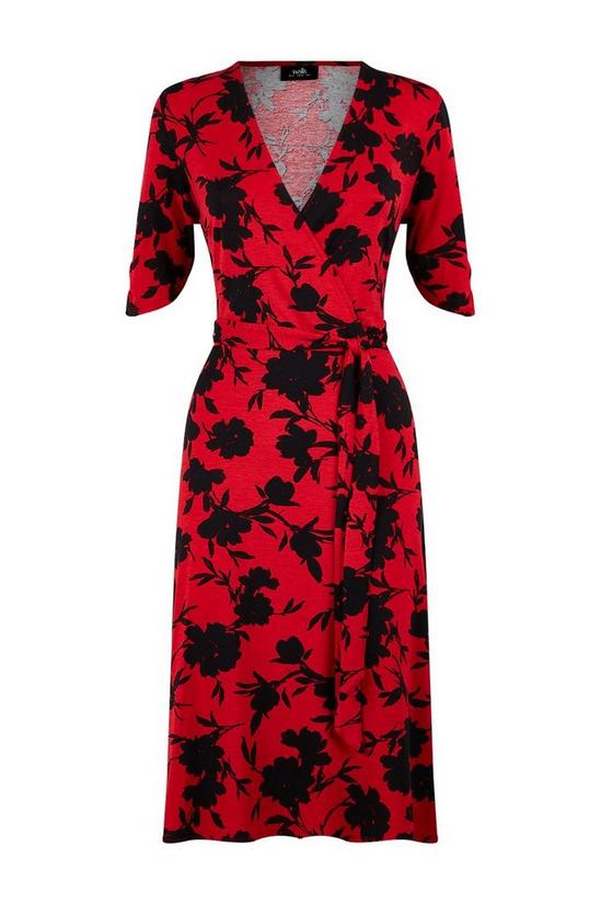 Wallis Red Floral Jersey Wrap Dress 5