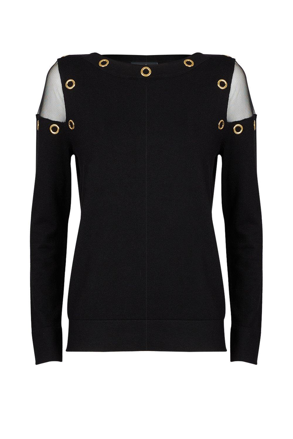 Wallis black 2025 eyelet jumper