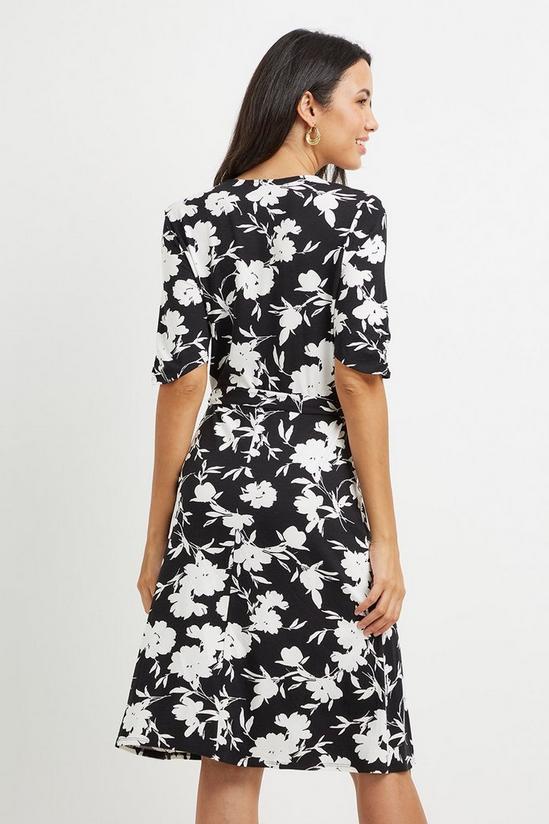Wallis Black Floral Jersey Wrap Dress 3