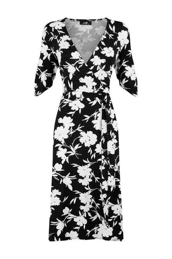 Wallis Black Floral Jersey Wrap Dress 5