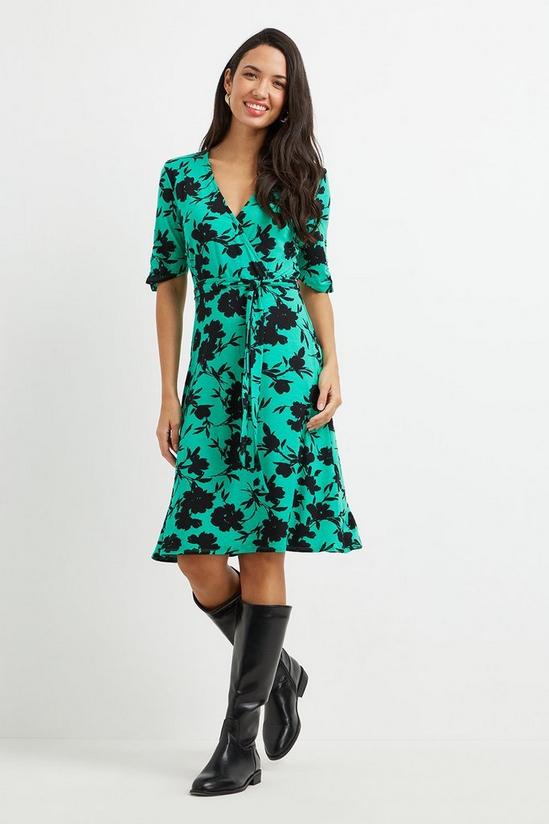 Wallis Green Floral Jersey Wrap Dress 2