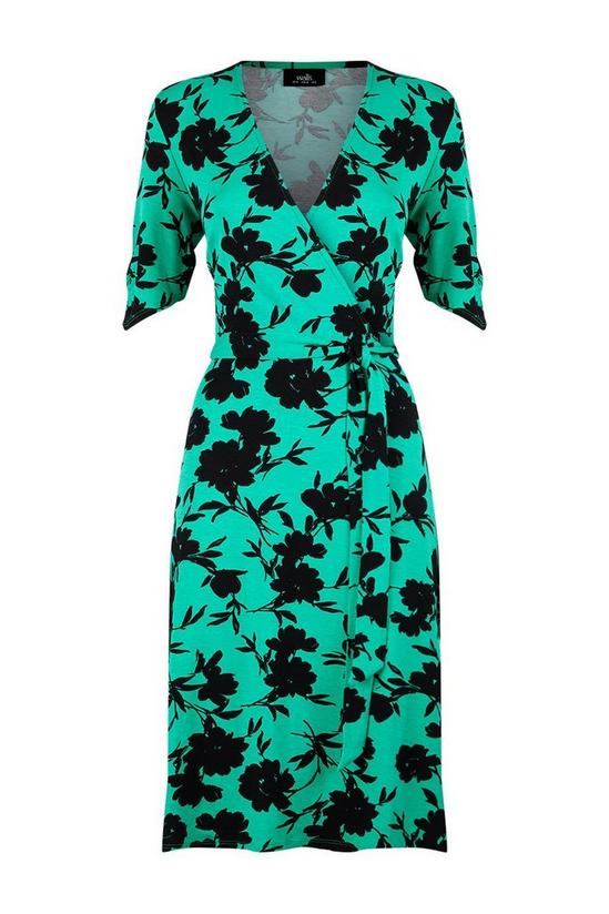 Wallis Green Floral Jersey Wrap Dress 5