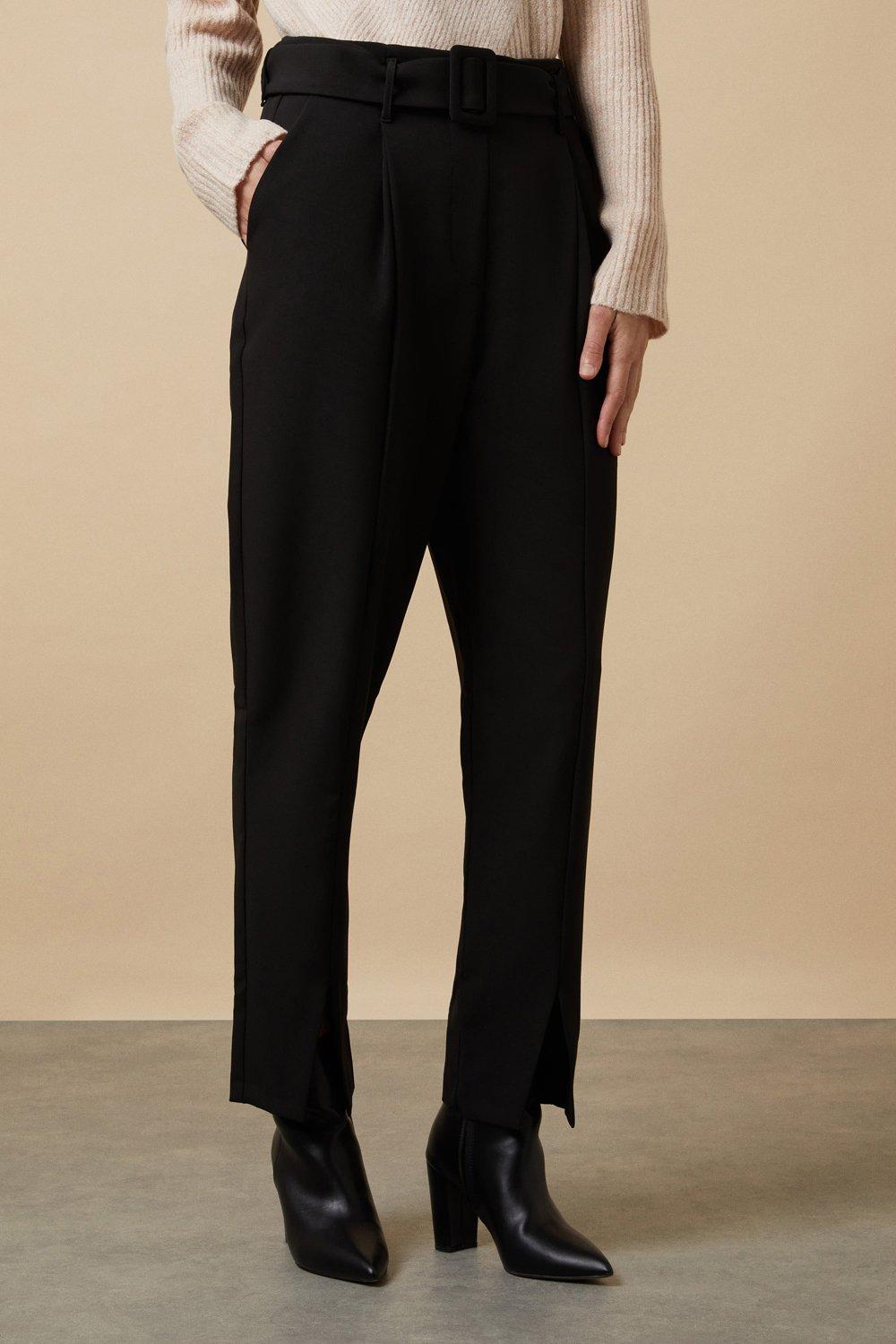 Womens Belted Split Front Trousers